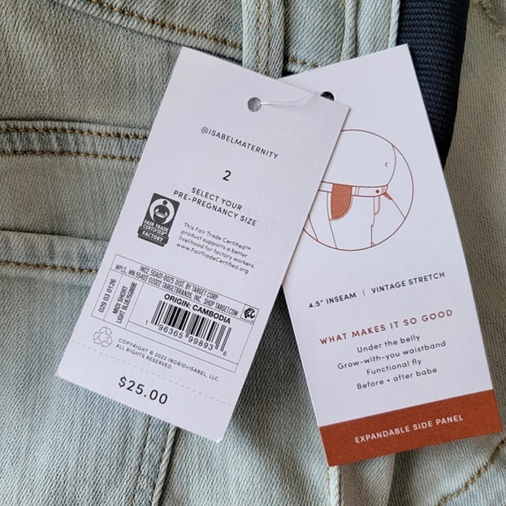 Under Belly Maternity Jean Shorts Isabel Maternity by Igrid & Isabel Side Panels